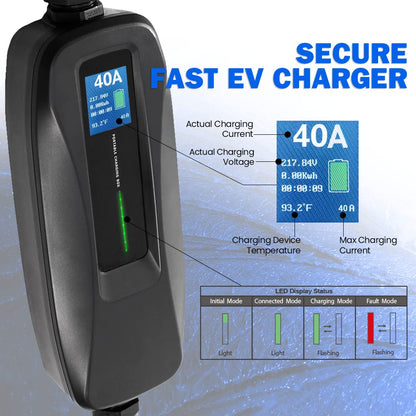 MOREC level 2 Max 9KW/7KW Portable EV Charger with Nema 14-50 Plug - PCD040