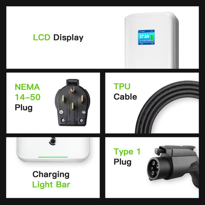 MOREC EV Wallbox Charger with Type 1 Plug Max 9.6KW 40Amp EV Charging Station - MC20CT1