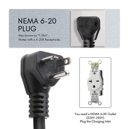 3.68KW MOREC Type 1 NEMA6-20 Plug with Adapter for NEMA 5-15 Portable Electric Vehicle Charger - PCD018T1